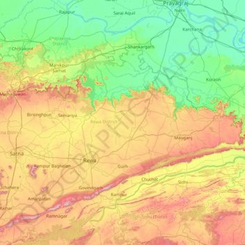 Rewa topographic map, elevation, terrain