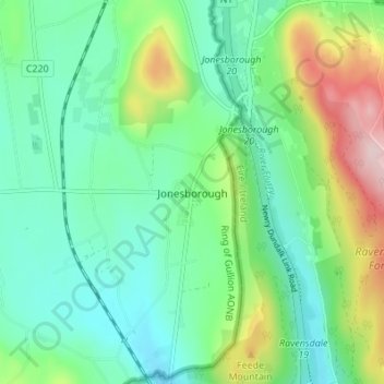 Jonesborough topographic map, elevation, terrain