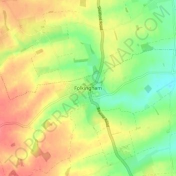 Folkingham topographic map, elevation, terrain