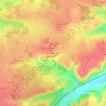Le Champ Fournier topographic map, elevation, terrain