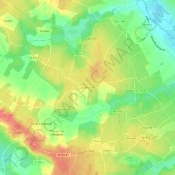 La Mongie topographic map, elevation, terrain