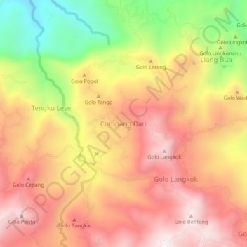 Compang Dari topographic map, elevation, terrain