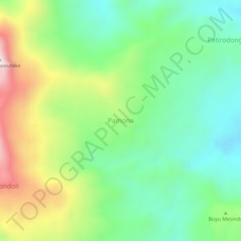 Pamona topographic map, elevation, terrain