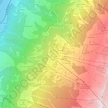 Arc 1800 topographic map, elevation, terrain