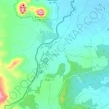 Bamban topographic map, elevation, terrain
