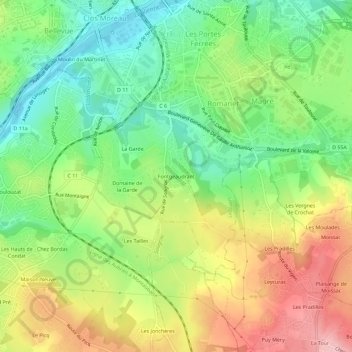 Fontgeaudrant topographic map, elevation, terrain