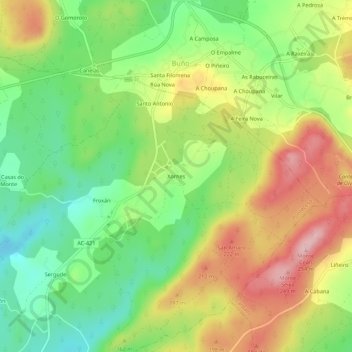 Xornes topographic map, elevation, terrain