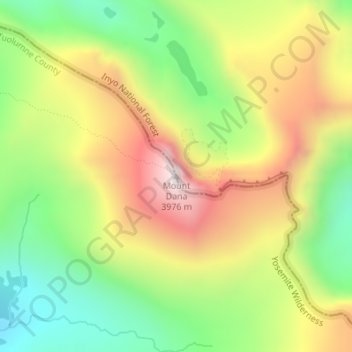 Mount Dana topographic map, elevation, terrain