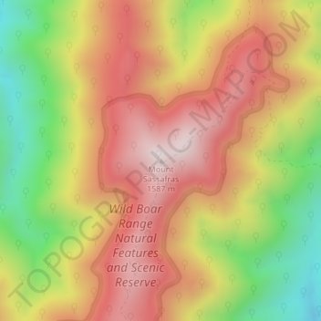 Mount Sassafras topographic map, elevation, terrain