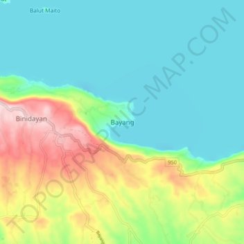 Bayang topographic map, elevation, terrain