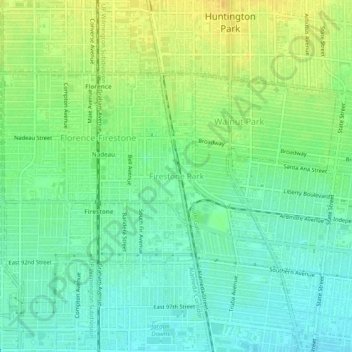 Firestone Park topographic map, elevation, terrain