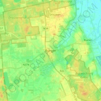 Borger topographic map, elevation, terrain
