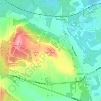 Eddisbury Hill topographic map, elevation, terrain