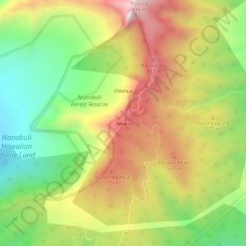Akupu topographic map, elevation, terrain