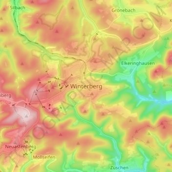 Winterberg topographic map, elevation, terrain
