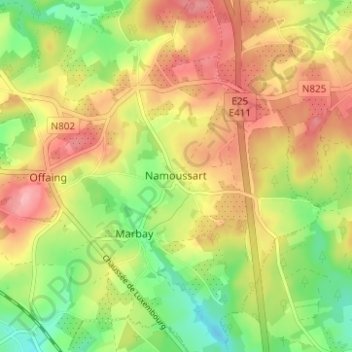 Namoussart topographic map, elevation, terrain