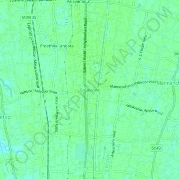 Kalavoor topographic map, elevation, terrain