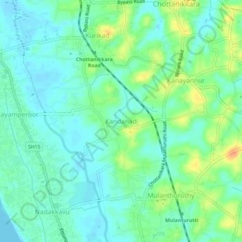 Kandanad topographic map, elevation, terrain