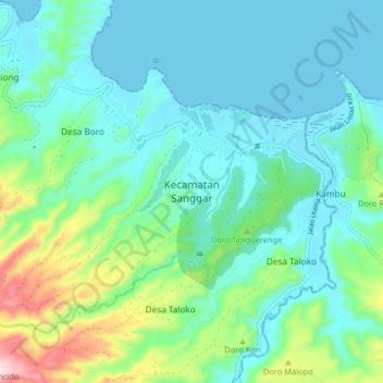 Kecamatan Sanggar topographic map, elevation, terrain