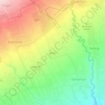 Jiwan topographic map, elevation, terrain