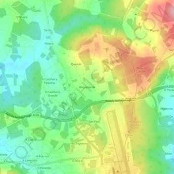 Requesende topographic map, elevation, terrain