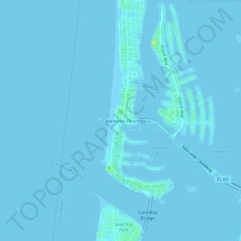 Clearwater Beach topographic map, elevation, terrain