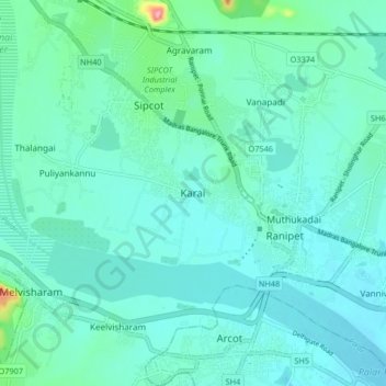 Karai topographic map, elevation, terrain