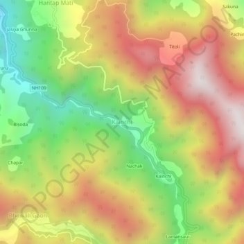 Kainchi topographic map, elevation, terrain