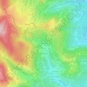 Les Rochettes topographic map, elevation, terrain