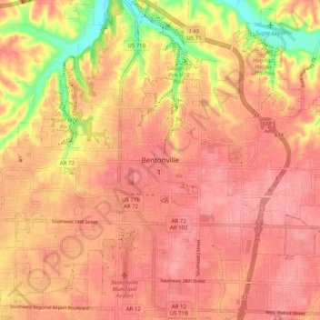 Bentonville topographic map, elevation, terrain