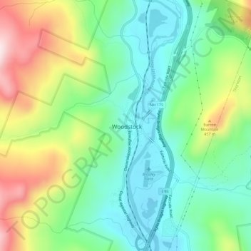 Woodstock topographic map, elevation, terrain