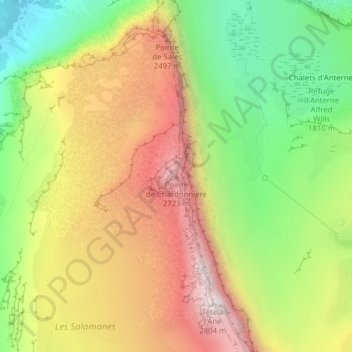 Pointe de Chardonnière topographic map, elevation, terrain