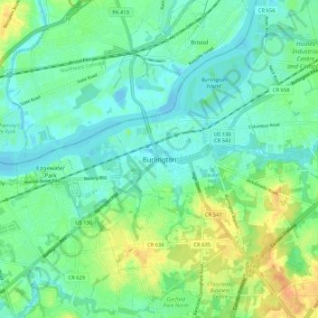 Burlington topographic map, elevation, terrain