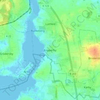 Kopperby topographic map, elevation, terrain