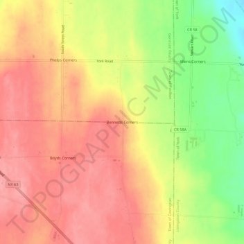 Bennetts Corners topographic map, elevation, terrain