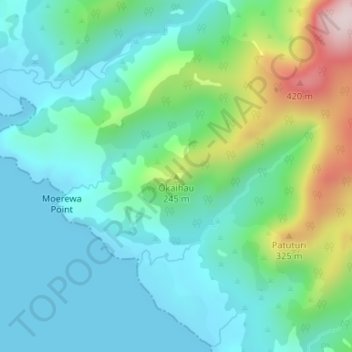 Okaihau topographic map, elevation, terrain