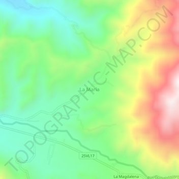 La María topographic map, elevation, terrain