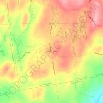 Lambs Corner topographic map, elevation, terrain