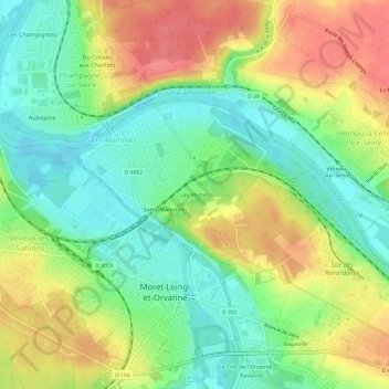 Les Mottes topographic map, elevation, terrain