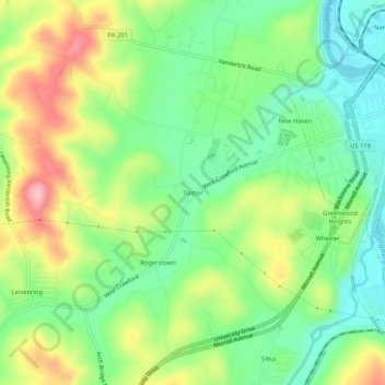 Trotter topographic map, elevation, terrain