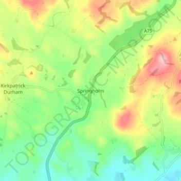 Springholm topographic map, elevation, terrain