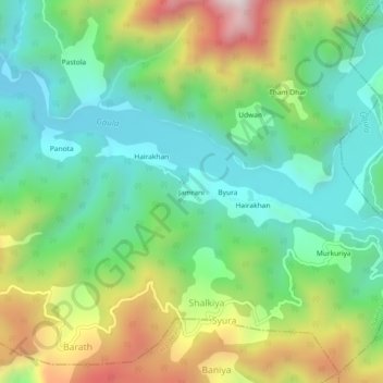 Jamrani topographic map, elevation, terrain