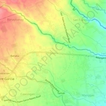 Bawi topographic map, elevation, terrain