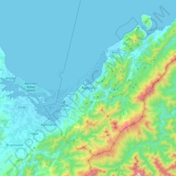 Nelson topographic map, elevation, terrain
