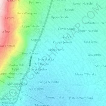 Kiangai topographic map, elevation, terrain