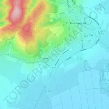 Kolo topographic map, elevation, terrain