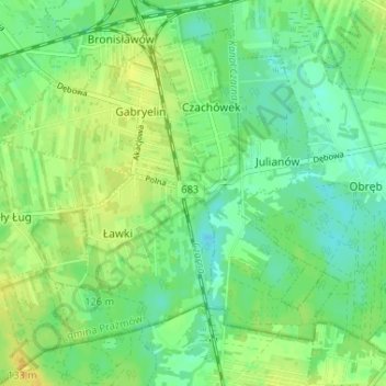 Czarna Rzeka topographic map, elevation, terrain