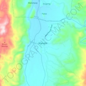 Manabo topographic map, elevation, terrain