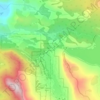 Kirkwood topographic map, elevation, terrain