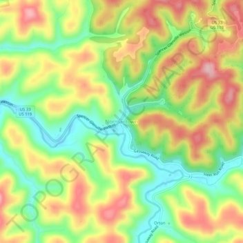 Normantown topographic map, elevation, terrain